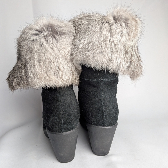 Suede And Real Fur Winter Boots Black And Gray Size 39 = 8-8.5 US Crampon System - Picture 5 of 12